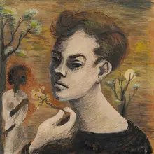 Karl Priebe, Self-portrait, 1941, casein on board