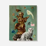 Aaron Bohrod, Cherub and Butterfly Wings, 1975, oil on gesso board
