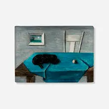 Gertrude Abercrombie, Cat and Ball, 1940, oil on Masonite in artist's frame