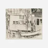 Miyoko Ito, House and Boat, 1948, lithograph on paper