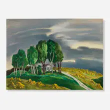 William Schwartz, Untitled (Wisconsin Landscape), watercolor on board