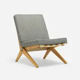 attribution Pierre Jeanneret, Lounge chair, c. 1948, birch, upholstery, chrome-plated steel