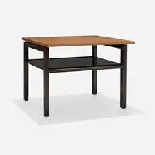 Edward Wormley, Occasional table, model 162, walnut, lacquered wood, leather