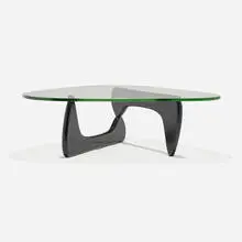 Coffee table, model IN-50 by Isamu Noguchi, 1944, maple, glass, sold Sep 2024
