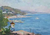 Vladimir Ivanovich Zizda, Port Scene, Oil on board