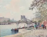 Marcel Brisson, On the Seine, Oil on canvas