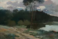 L. Gaudard, Sunrise on the Lake, Oil on canvas