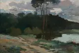 L. Gaudard, Sunrise on the Lake, Oil on canvas