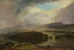 Frederick W. Hodges, Anglers on Lakeshore, ANGLERS ON LAKESHORE, oil on canvas