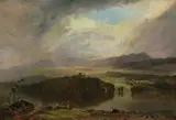 Frederick W. Hodges, Anglers on Lakeshore, ANGLERS ON LAKESHORE, oil on canvas