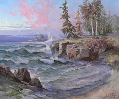 Wiiliam A. Brigl, Dusk at Play, Oil on canvas