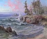 Wiiliam A. Brigl, Dusk at Play, Oil on canvas