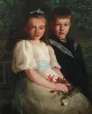 American School, Two Children: a Portrait