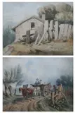 James L. McAuliffe, HILLSIDE COTTAGE and HORSE DRAWN CART: TWO WORKS, Watercolor