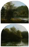 William Thompson Russell Smith, DUCK SHOOTING and PICNIC BY THE CREEK: TWO WORKS, each signed and dated '61 lower left, in period frames