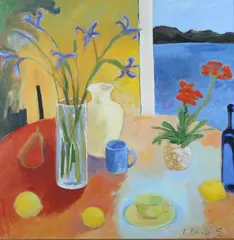 Christel Minotti, Iris in a Vase, Oil on canvas