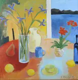 Christel Minotti, Iris in a Vase, Oil on canvas