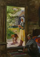 A. Reverman, In the Doorway, Oil on canvas