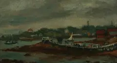 Robert Phillip, Harbor Under Overcast Sky, Oil on canvas