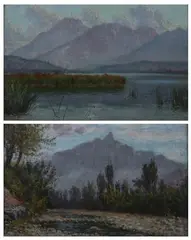 William Baptiste Baird, MOUNTAIN LAKE and STREAM IN THE MOUNTAINS: TWO WORKS, first, Oil on panel