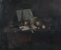 Tabletop Still Life with Pipe by Charles Alfred Meurer, Oil on canvas, offered Nov 2010
