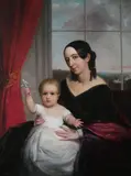 William Page, Portrait of Mother and Child with Silver Rattle, DC Oil on canvas laid on board