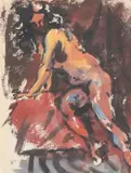 John DeForest Stull, Seated Nude, Watercolor