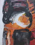 Sylvia Snowden, Orange and Black Abstraction, Oil on paper