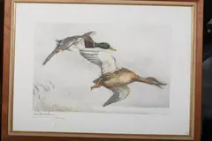 Léon Danchin, Geese in Flight, Lithograph