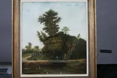 Max Bleiman, THE OLD BRIDGE, with artist's label on verso (Max Bleiman/365 Fifth Avenue, Oil on canvas