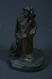 Continental School, Night Watchman, Bronze; illegibly signed on the base