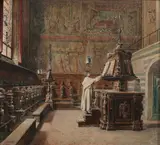 Italian School, Cathedral Interior with Monk