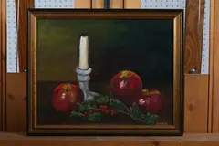 Lauren, Still Life with Candlestick, Oil on canvas
