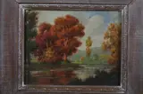 Gerald Fox, Autumn Landscape with River, Oil on board