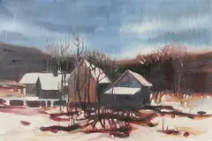 Ceeta, Winter Farm Scene, Oil on canvas