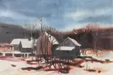 Ceeta, Winter Farm Scene, Oil on canvas