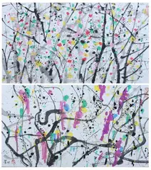 Wu Guanzhong, Untitled, TEA, two ink and color on paper, sealed - Each: 10 3/4 in. x 19 in