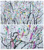 Wu Guanzhong, Untitled, TEA, two ink and color on paper, sealed - Each: 10 3/4 in. x 19 in
