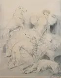 Louis Icart, Femme Avec Deux Lévriers Afghans
