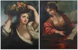MAIDEN WITH FRUIT and LADY WITH SCROLL: TWO WORKS by Continental School, MAIDEN WITH FRUIT and LADY WITH SCROLL: TWO WORKS, oil on canvas, sold Feb 2011