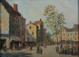 Dennis Ainsley, Market Day, Oil on board