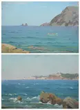 Ernest Violet, VIEWS OF FRENCH MEDITERRANEAN COAST: TWO WORKS, one signed lower right, Oil on canvas laid on board and oil on canvas