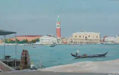 Georges Delplanque, The Grand Canal, Gouache