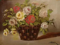 Franz Schiffer, Still Life of Roses, Oil on canvas