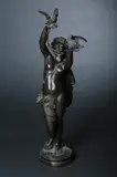 Charles Alphonse A. Gumery, Une Nue Avec des Oiseaux, Bronze - Height: 20 1/2 in