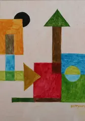 Emil Bisstram, Arrow, Mixed media on board