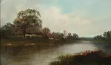 W. Richards, On the Roding, Oil on canvas