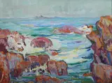 Marguerite Phillips Neuhauser Schafer, On the Coast Near Gloucester, Oil on board
