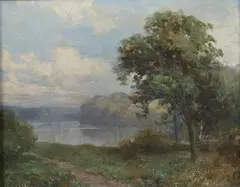 James E. Maxfield, Hudson River Landscape, Oil on canvas