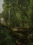 Gertrud Staats, Footbridge Over Woodland Stream, Oil on panel